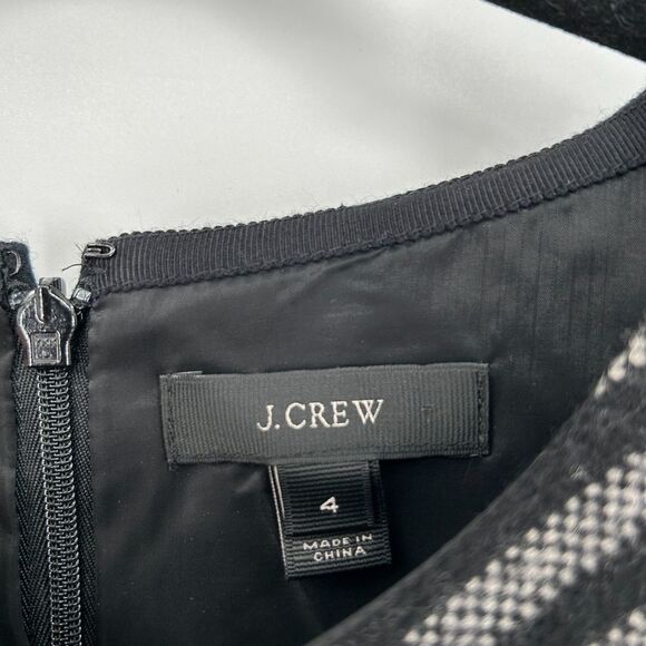 J. CREW Black Gray Chevron Wool Sleeveless Bodycon Sheath Office Dress Size 4 - Picture 6 of 7